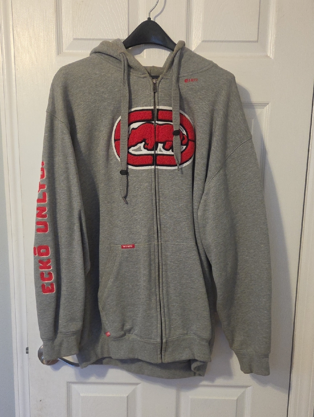 Ecko Unltd. Gray Zip Hoodie with Red Logo